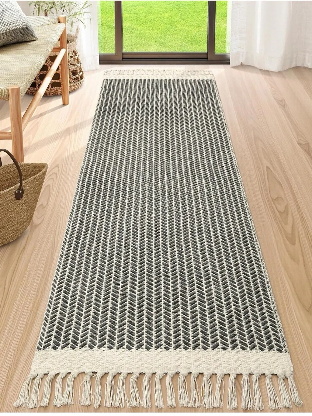 Boho Washable Herringbone Runner Rug 2'6''x8
